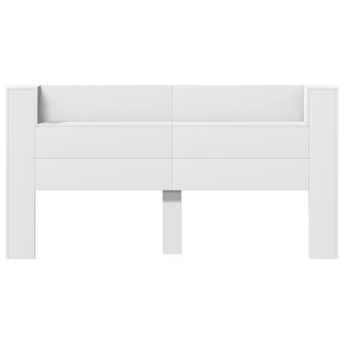 Sengegavl med opbevaring og LED-lys 200x16,5x103,5 cm hvid