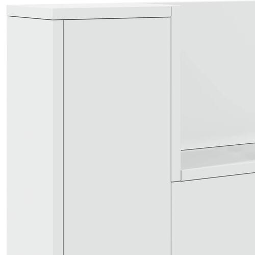 Sengegavl med opbevaring og LED-lys 200x16,5x103,5 cm hvid