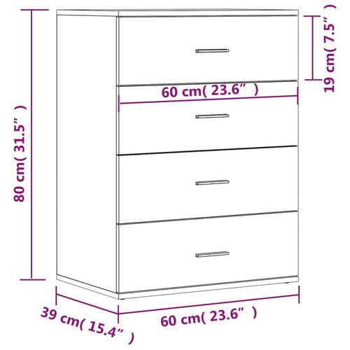 Skænk 60x39x80 cm konstrueret træ sort