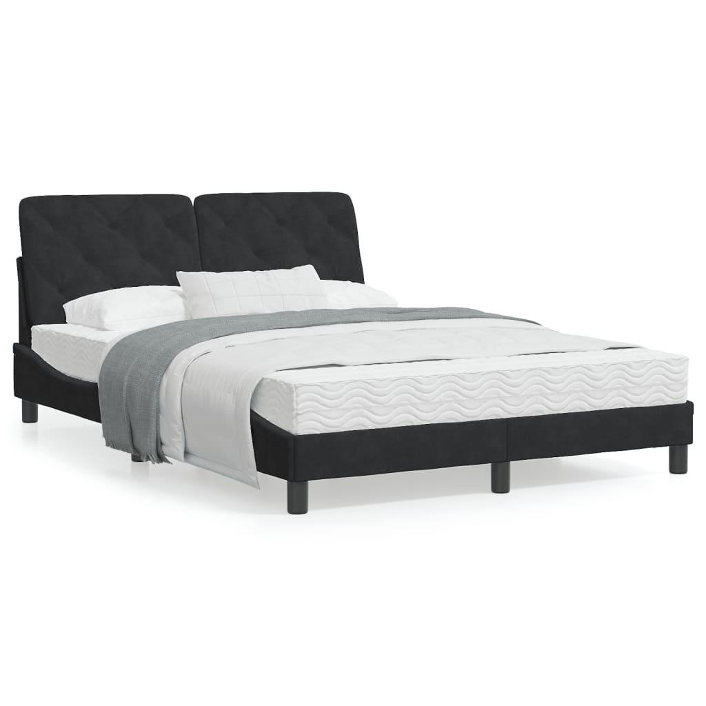 Seng med madras 120x200 cm velour sort