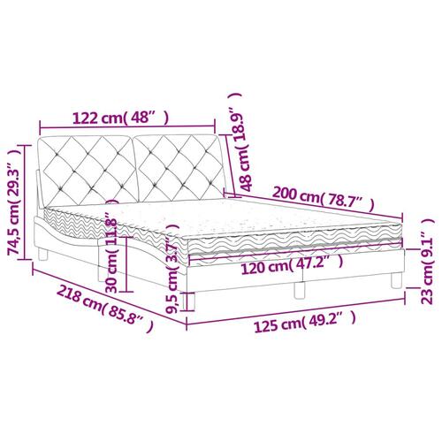 Seng med madras 120x200 cm velour sort