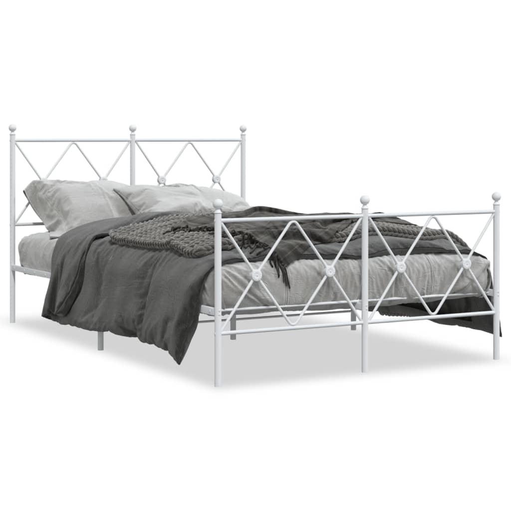 Sengeramme Med Sengegavl Og Fodgærde Metal Hvid - med hovedgærde og fodgærde / 120 x 190 cm