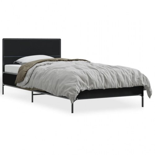 Sengeramme 100 x 200 cm med sengegavl - sort