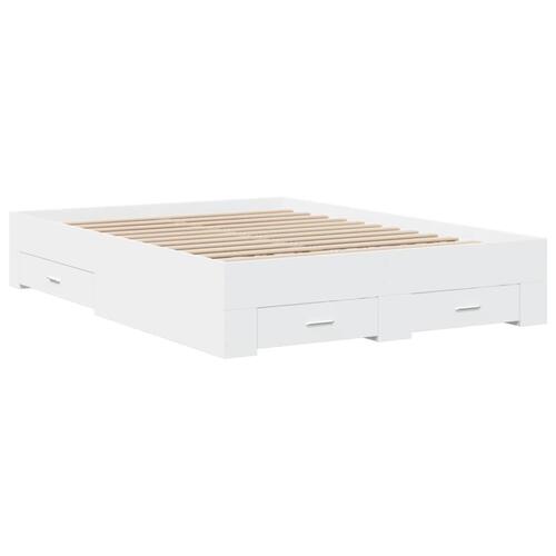 Sengeramme med skuffer 120x200 cm konstrueret træ hvid