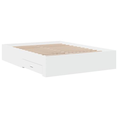 Sengeramme med skuffer 120x200 cm konstrueret træ hvid