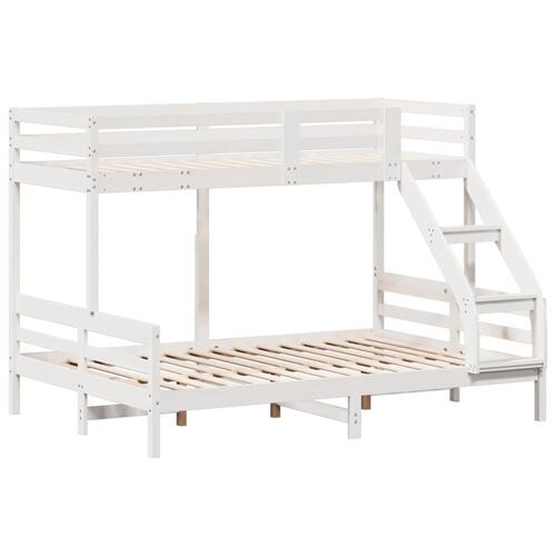 Køjeseng 90x200/140x200 cm massivt fyrretræ hvid