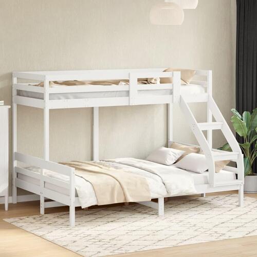 Køjeseng 90x200/140x200 cm massivt fyrretræ hvid
