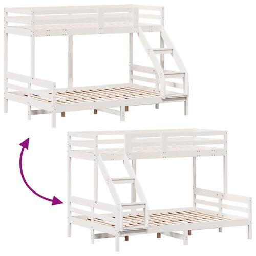 Køjeseng 90x200/140x200 cm massivt fyrretræ hvid