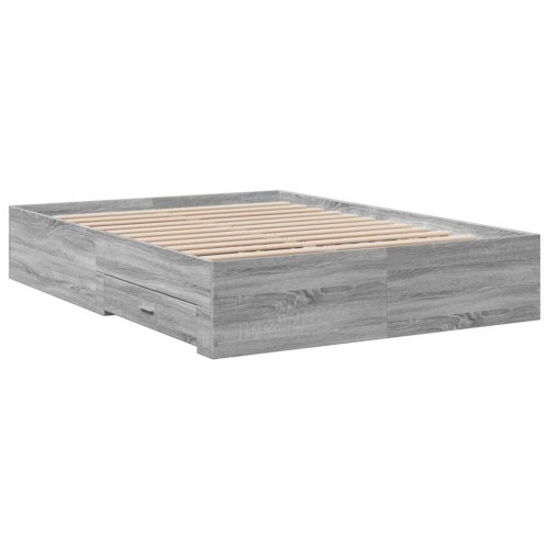 Sengeramme med 4 skuffer 120 x 190 cm - grå sonoma-eg