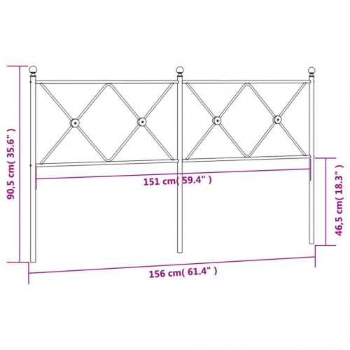 Sengegavl i metal 150 cm - hvid, klassisk udskiftningsgavl