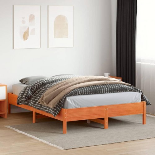 Sengeramme uden madras 140 x 200 cm i massivt fyrretræ - gyldenbrun