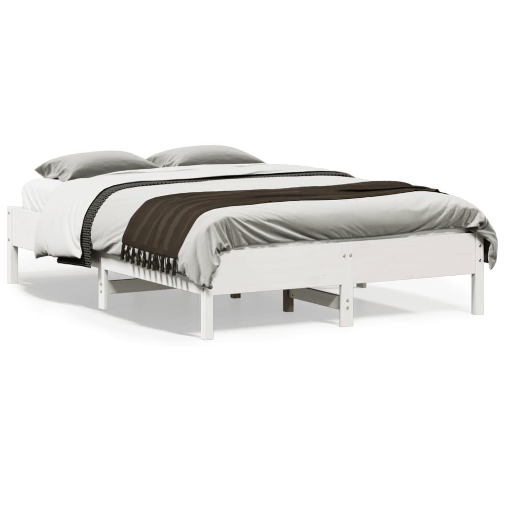 Sengeramme Uden Madras Massivt Fyrretræ - Hvid / 140 x 190 cm