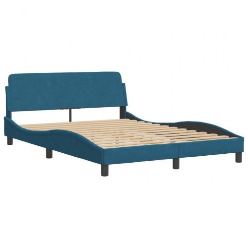 Sengeramme uden madras 120 x 200 cm med hovedgærde - blå velour
