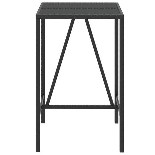 Barbord med glasplade 70x70x110 cm polyrattan sort