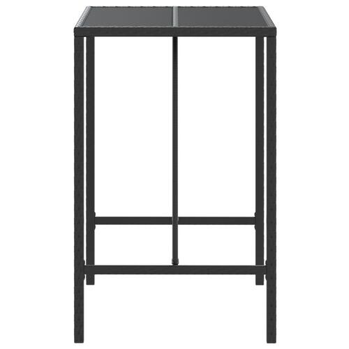 Barbord med glasplade 70x70x110 cm polyrattan sort