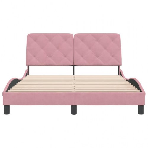 Sengeramme med hovedgærde 120 x 200 cm - pink fløjl