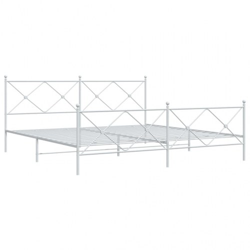 Sengeramme med sengegavl og fodgærde 200 x 200 cm - hvid