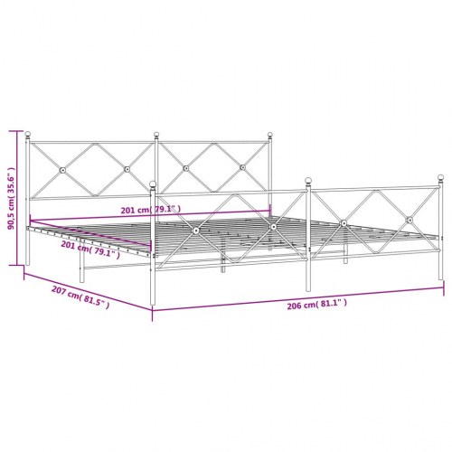 Sengeramme med sengegavl og fodgærde 200 x 200 cm - hvid