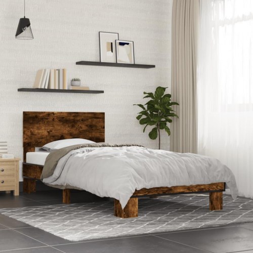 Sengeramme med gavl 90 x 200 cm - røget egetræ