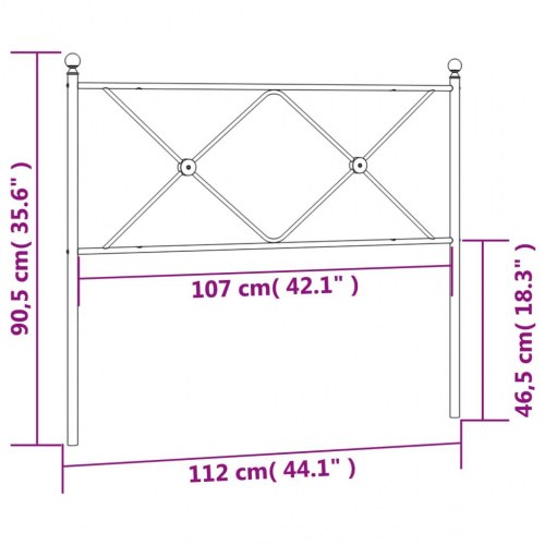 Sengegavl i metal 107 cm - hvid