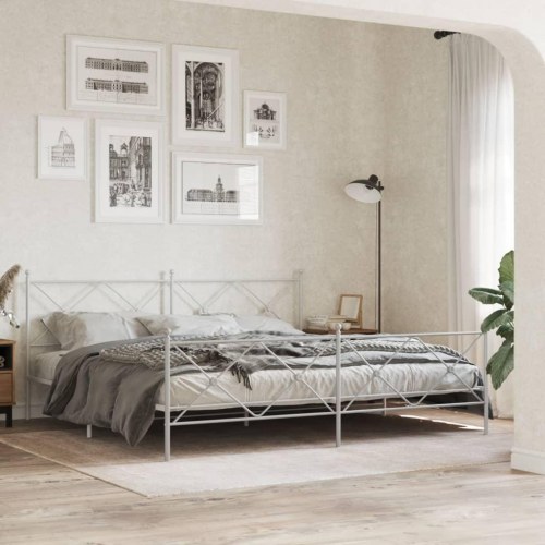 Sengegavl i metal 193 cm - hvid