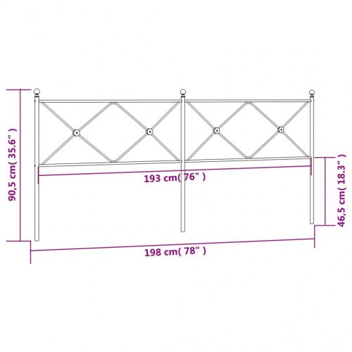 Sengegavl i metal 193 cm - hvid
