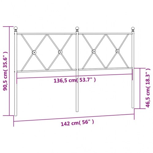Sengegavl 137 cm metal hvid