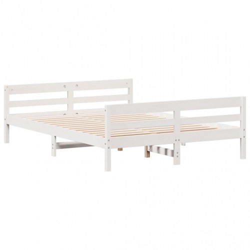 Sengeramme 140x200 cm i massivt fyrretræ - hvid