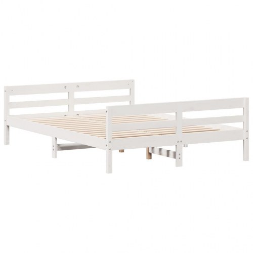 Sengeramme 140x200 cm i massivt fyrretræ - hvid