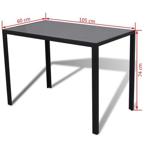 Spisebordssæt 5 dele sort og hvid