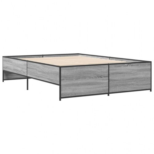 Sengestel 140 x 190 cm i konstrueret træ og metal - grå sonoma-eg