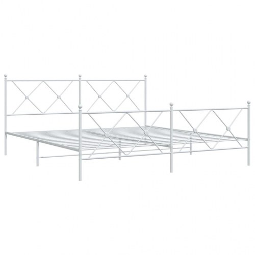 Sengeramme med sengegavl og fodgærde 180x200 cm metal hvid
