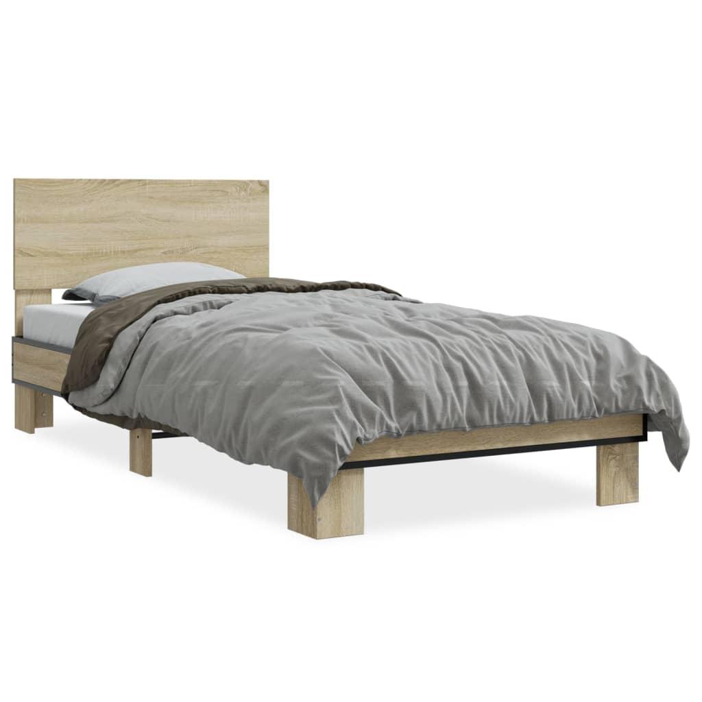 Sengeramme 75x190 Cm Konstrueret Træ Og Metal Sonoma Eg