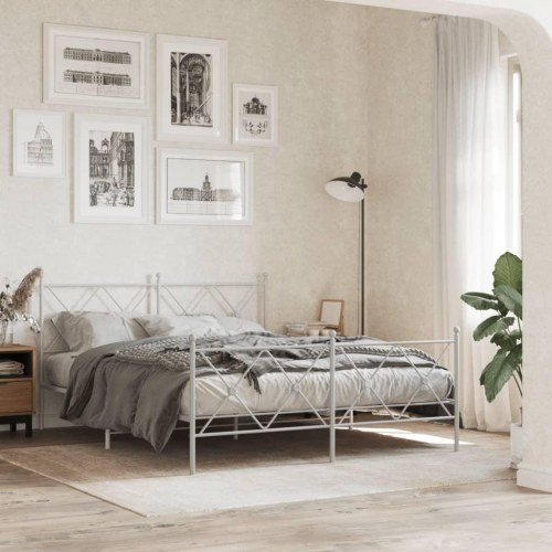Sengegavl i metal 160 cm - hvid
