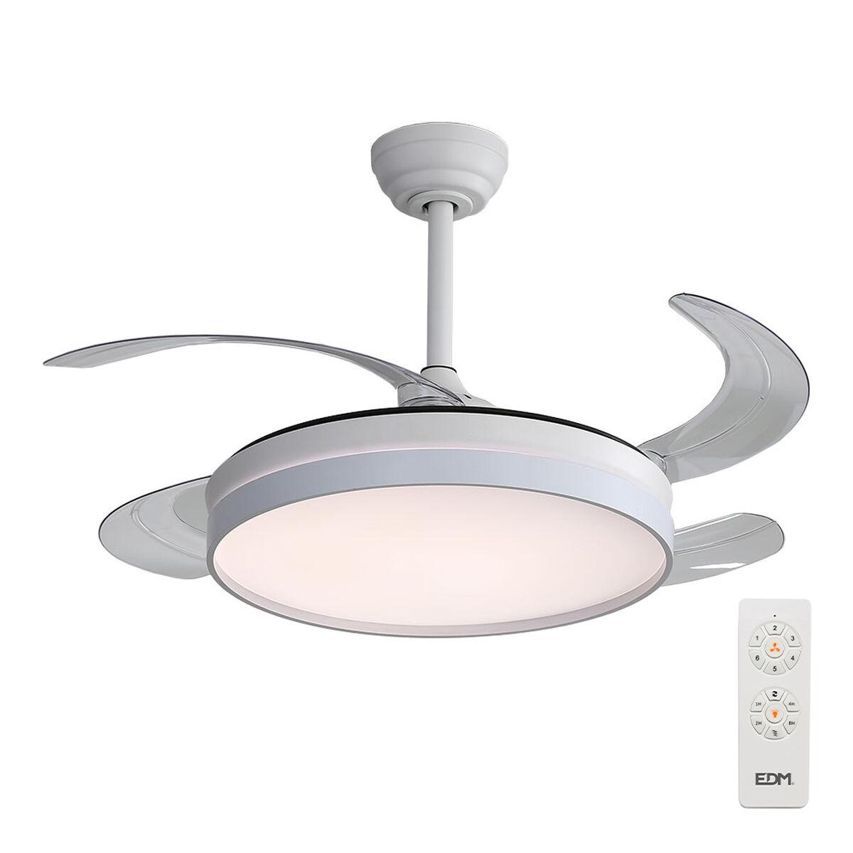 Loftsventilator Med Lys Edm 33827 Ross Hvid 4100 2190 Kan Trækkes Tilbage