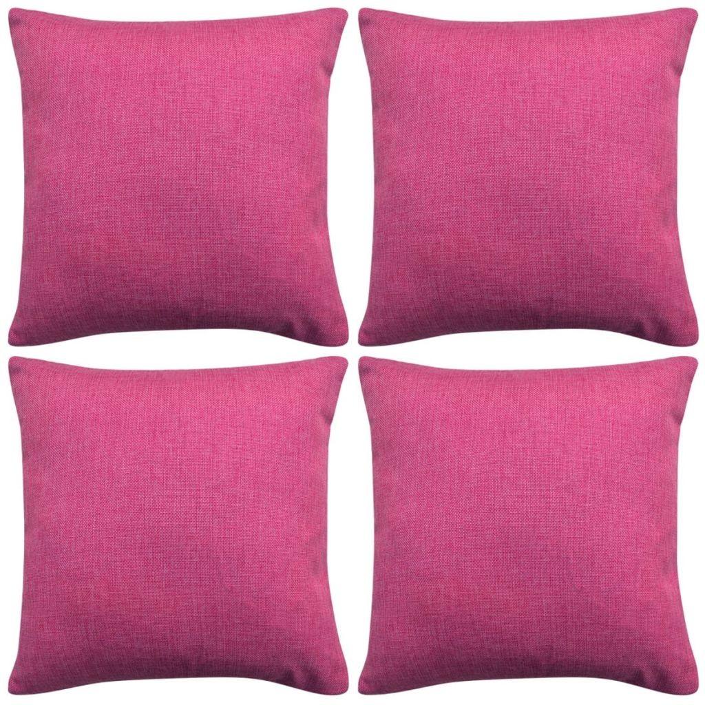 4 stk. pudebetræk linned-look pink 40x40 cm