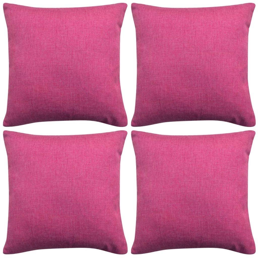 Pudebetræk 4 stk. linned-look pink 50x50 cm