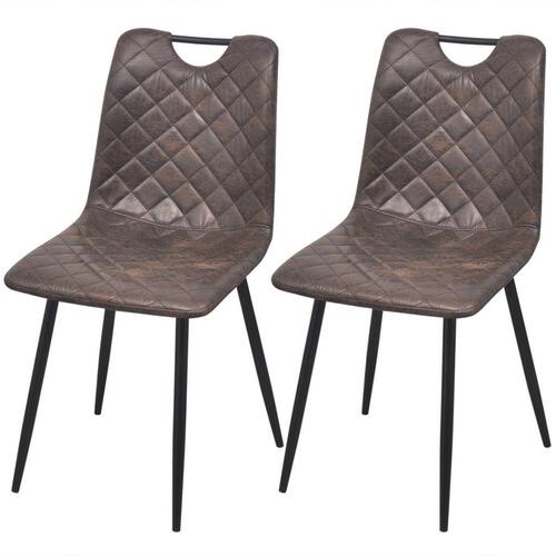 Spisebordsstole 2 stk. kunstlæder mørkebrun