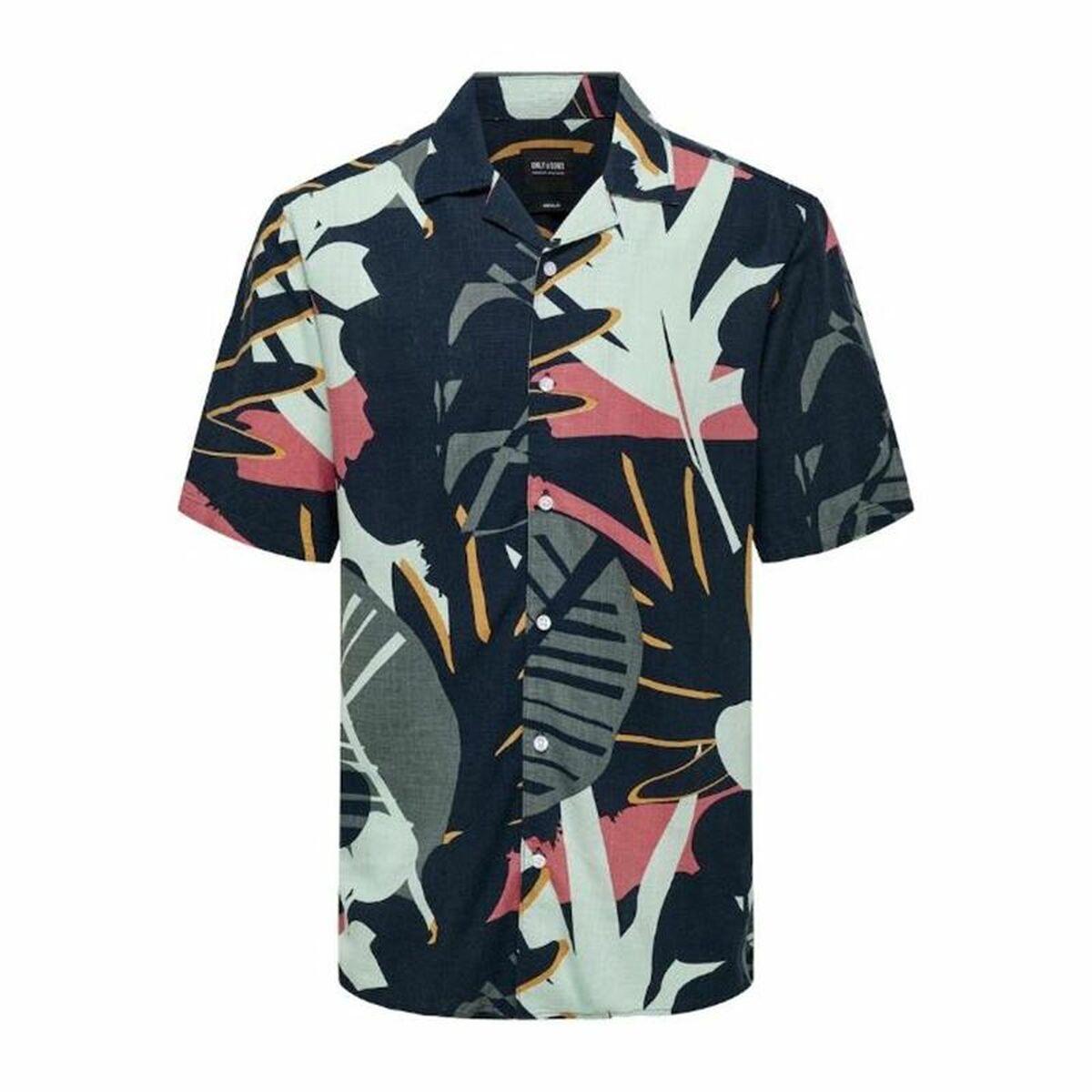 Skjorte Only & Sons Onsbertil Reg Visc Linen Navy Casual Kort slange XL