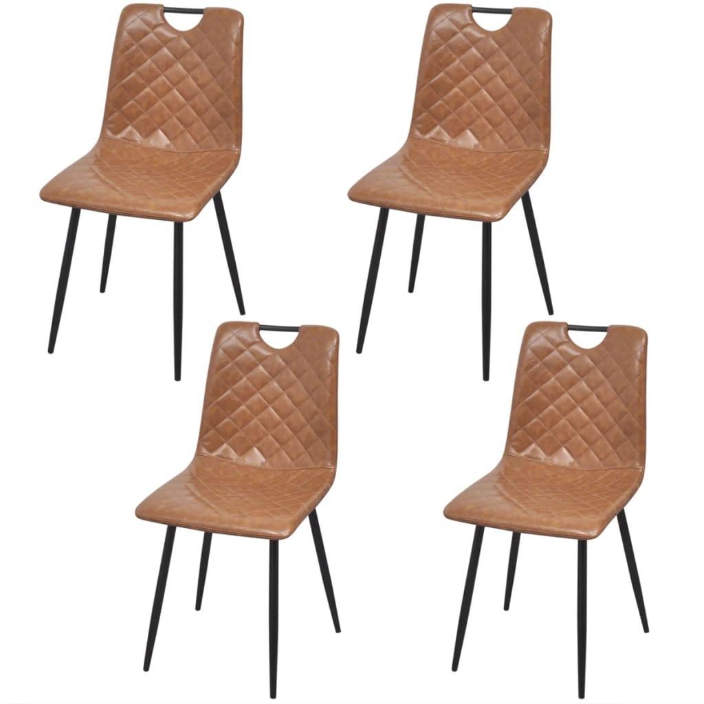 Spisebordsstole i kunstlæder, 4 stk. lysebrun