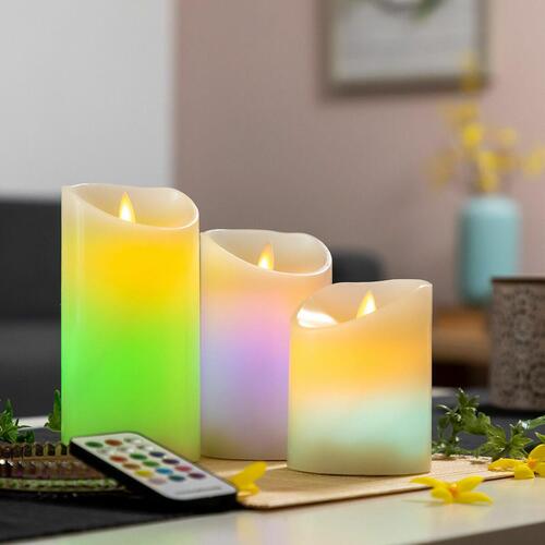 Flerfarvede LED-lys med flammeeffekt og fjernbetjening Lendles Hvid 3 enheder (OUTLET A)