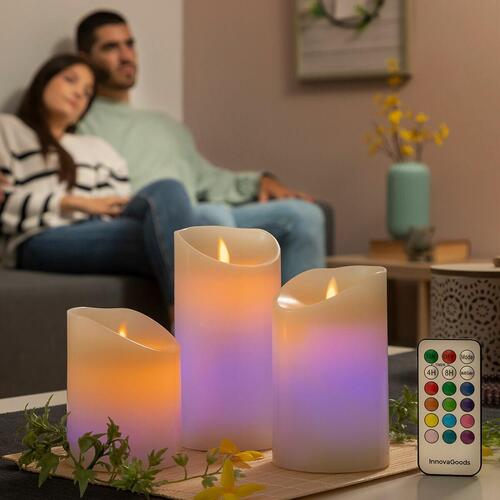 Flerfarvede LED-lys med flammeeffekt og fjernbetjening Lendles Hvid 3 enheder (OUTLET A)