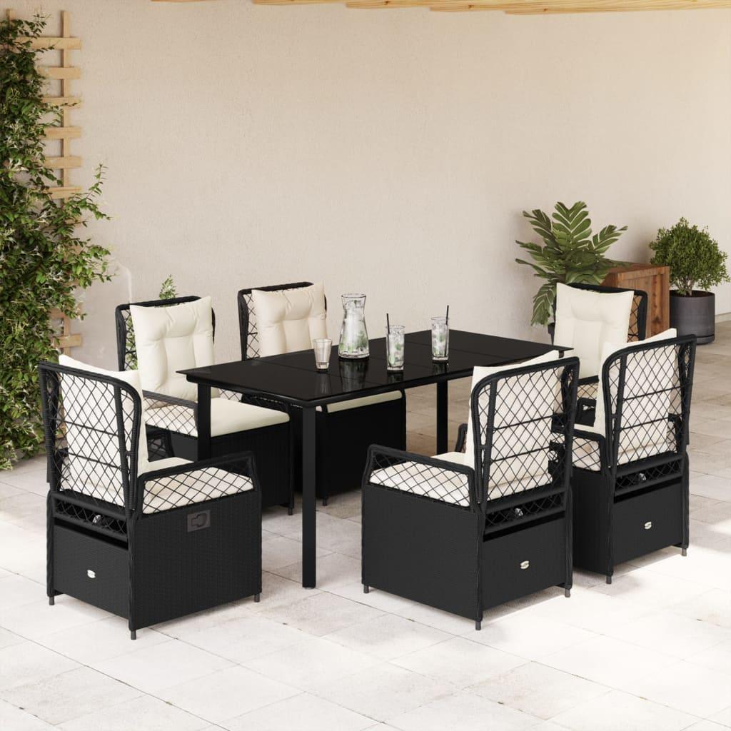 Spisebordssæt Til Haven 5 Dele Med Hynder Polyrattan - 6 / Sort / 160 x 80 x 74 cm