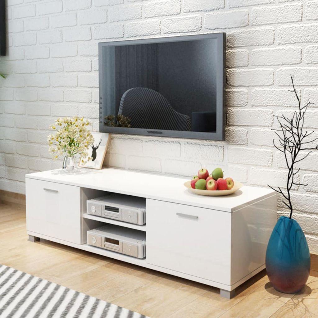 Tv-bord 140x40,5x35 cm hvid højglans