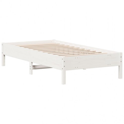 Sengeramme 90 x 190 cm i massivt fyrretræ - hvid