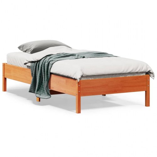 Sengeramme 75 x 190 cm i massivt fyrretræ - gyldenbrun