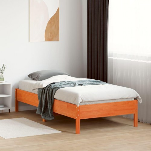 Sengeramme 75 x 190 cm i massivt fyrretræ - gyldenbrun