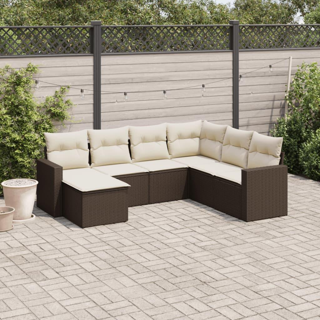 Sofasæt Til Haven 8 Dele Med Hynder Polyrattan Beige - Brun og cremefarvet / Uden bord