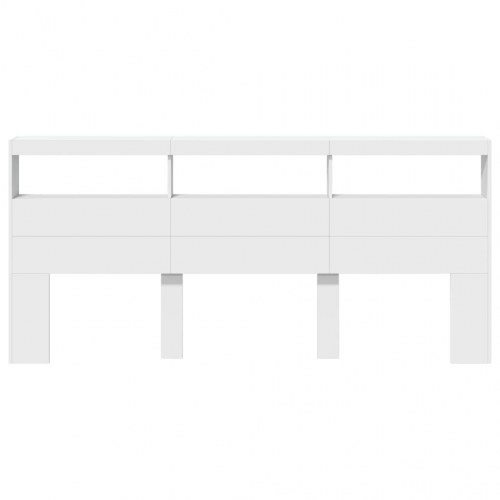 Sengegavl med opbevaring og LED-lys 220 x 17 x 102 cm - hvid