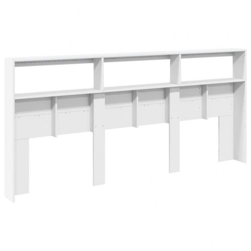 Sengegavl med opbevaring og LED-lys 220 x 17 x 102 cm - hvid